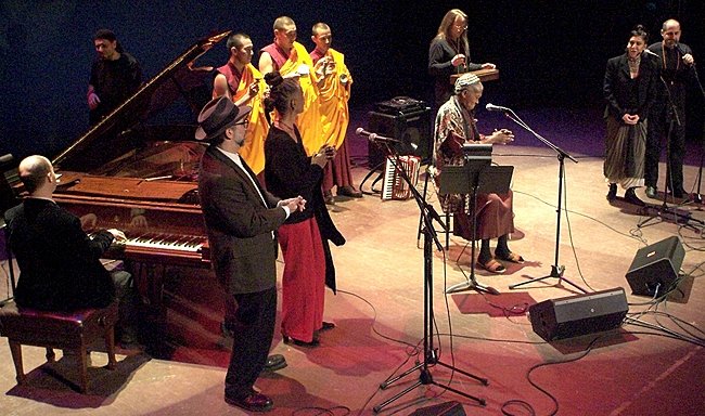 from left: Seth Farber, Frank London, Seth Rogovoy, <br>Sandra Burton, 3 Tibetan Monks, Rob Schwimmer, <br>Odetta, Sussan Deyhim, and Loren Sklamberg