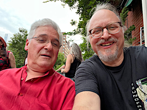 Talking shit with Pinchas Zukerman at Lara St John's Canada Day party