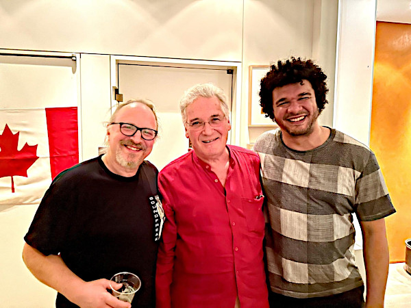 With Pinchas Zukerman and Curtis Stewart at Lara St John's Canada Day party