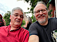 Talking shit with Pinchas Zukerman at Lara St John's Canada Day party